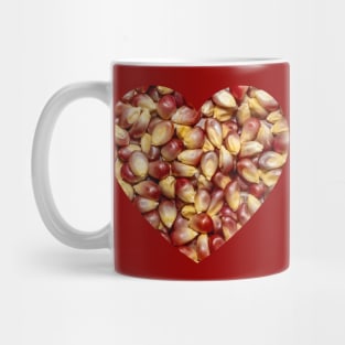 Red and Purple Popcorn Kernels Heart Photograph Mug